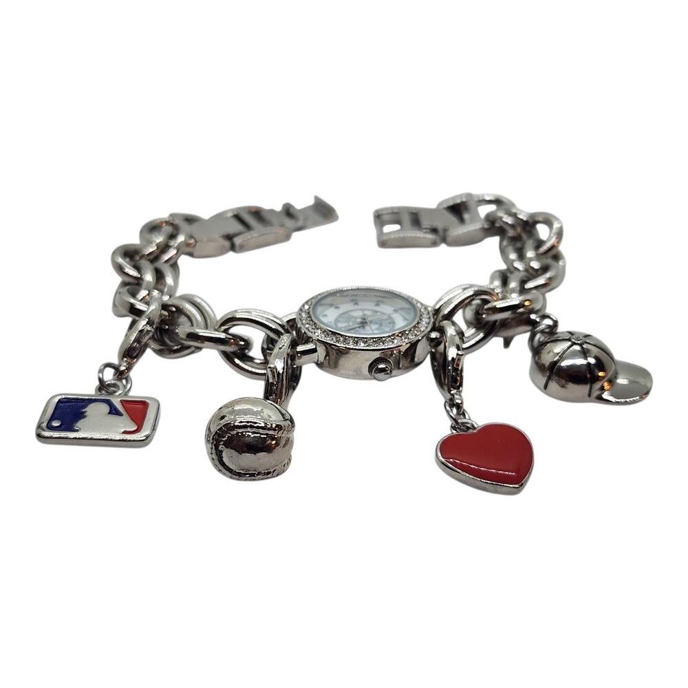 Boston Red Sox Baseball Team Charm Bracelet Watch Womens MLB New Battery Works - Picture 2 of 11